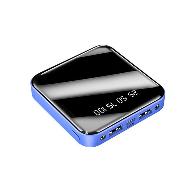 Mini 20000mAh Power Bank caricabatterie esterno Powerbank di grande capacità PowerBank digitale Dual USB Charge LED Light Poverbank: Blue
