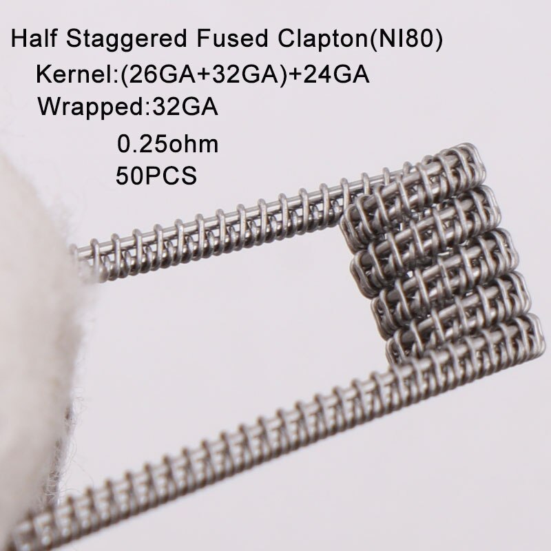 XFKM NI80 50 stks/pak Giant juggernaut coils Seper juggernaut Clapton coil Alien taiji super Clapton Verwarming Weerstand rda coil: half-sta-fu-n80-50