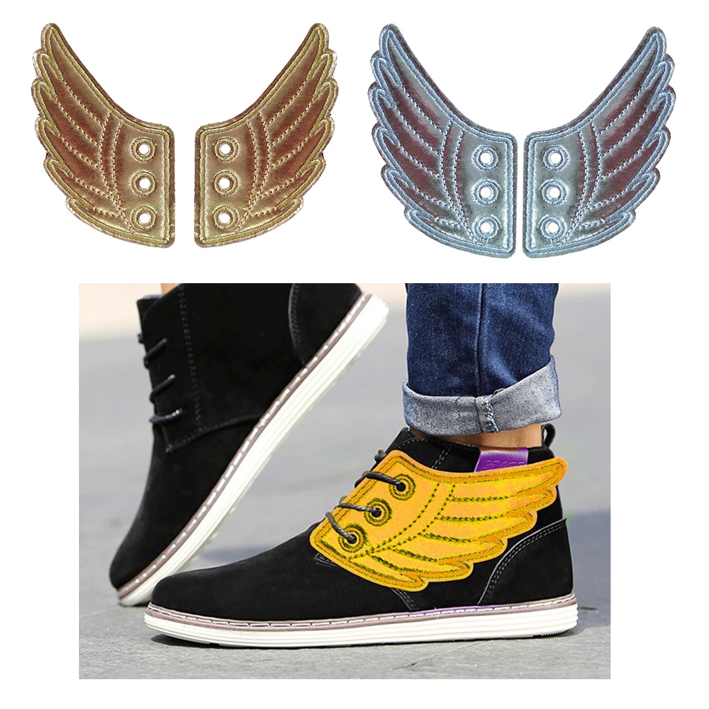 2 Paar Heren Shiny Schoenen Engelenvleugels Charme Vleugels Voor Sneakers Schoenen Decor