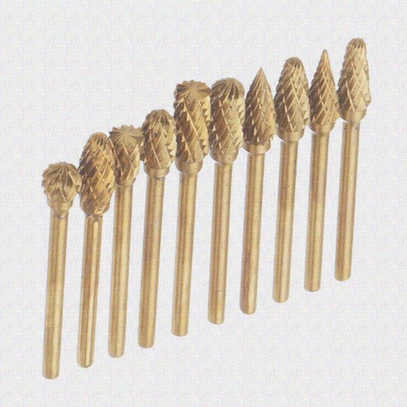 10 stuks/doos roterende frezen metaalbewerking roterende vijlen wolfraamcarbide stalen roterende frezenset  h7ed