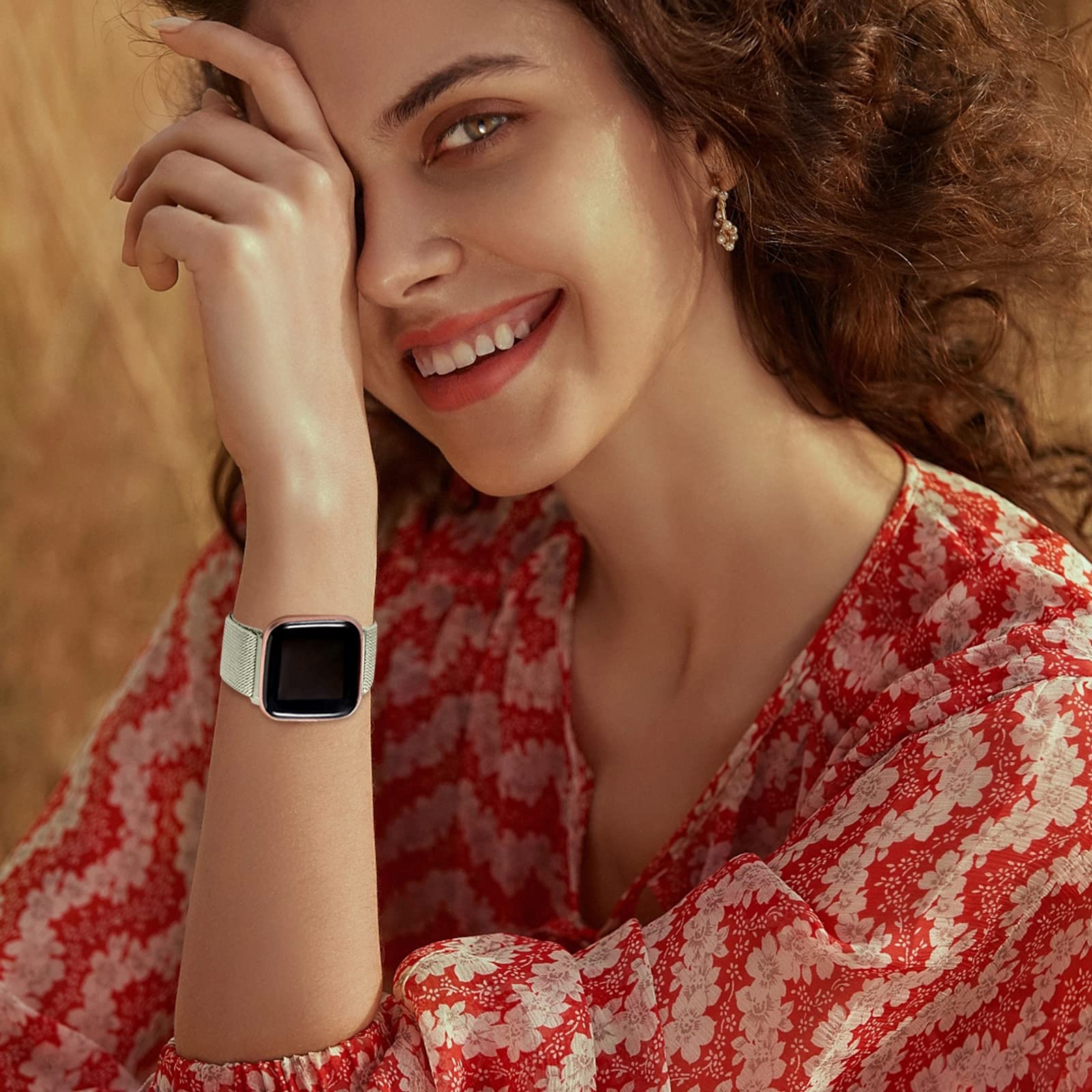 5 -pakning med rem til fitbit versa 2 1 versa lite-rem, justerbar elastisk vevd nylonløkke, sportsklokkerem, fitbit føle-rem