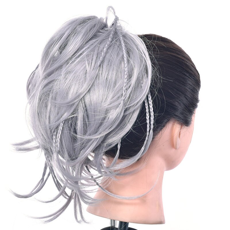 Gres Donut banda de pelo de fibra resistente al calor/Negro rubia trenza moño para novias sintético de mujer moño para el cabello con una banda de caucho: 0906