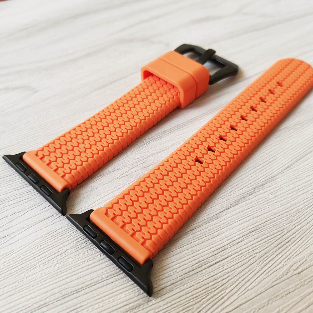 3d silikoneremme til apple watch rem 42mm 38mm 44mm 40mm rem gummi iwatch bånd til iwatch armbånd serie 6/5/4/3/2/1: Orange b / 42 44 mm