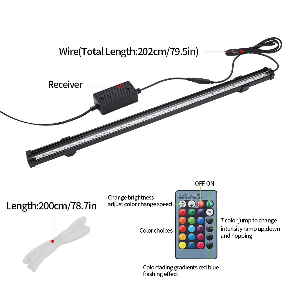 12-46CM 5050 RGB LED Aquarium Light Fish Tank Submersible Light Aquatic Air Bubble Oxygenation Lamp EU US Plug