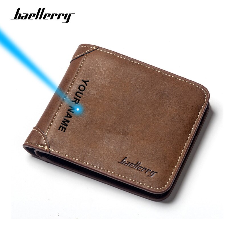 Baellerry-cartera Vintage de cuero para hombre, Cartera de lujo de cuero, monedero corto delgado para tarjetas de crédito