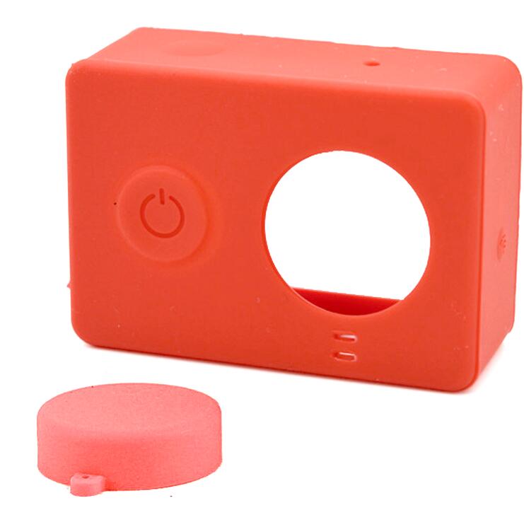 Gosear Silicone étui de protection couverture peau lentille capuchon couverture pour Xiomi Xiaomi YI Xiaoyi Action caméra accessoires caso capa: Red