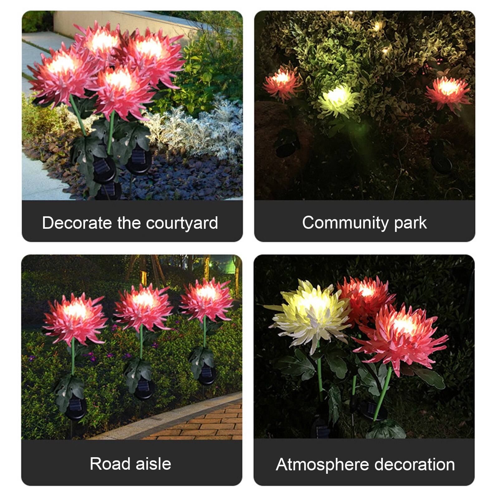 Tuin Led Lamp Simulatie Chrysant Solar Light Outdoor Waterdichte Decoratie Simulatie Plug-In Licht Tuin Gazon Licht