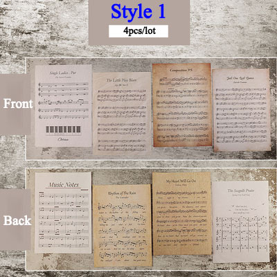 Fondo fotográfico estilo Retro hoja música papel INS decoración sesión de fotos Fondo DIY adornos accesorios para joyería: 4pcs Style1