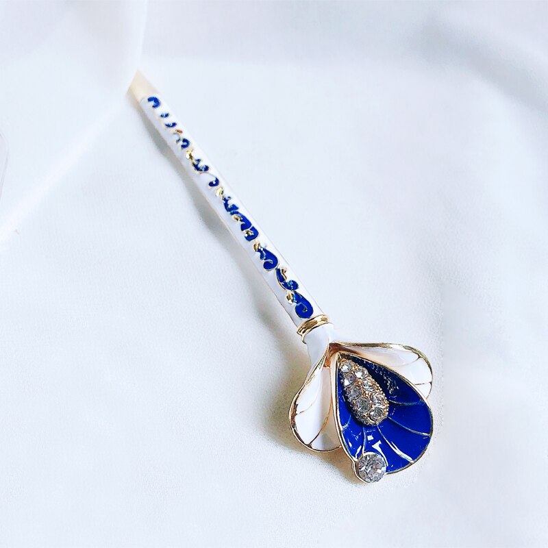 muylinda Chinese Style Enamel Fan Hair Stick Women Costume Classic Metal Charm Hairpins Jewelry
