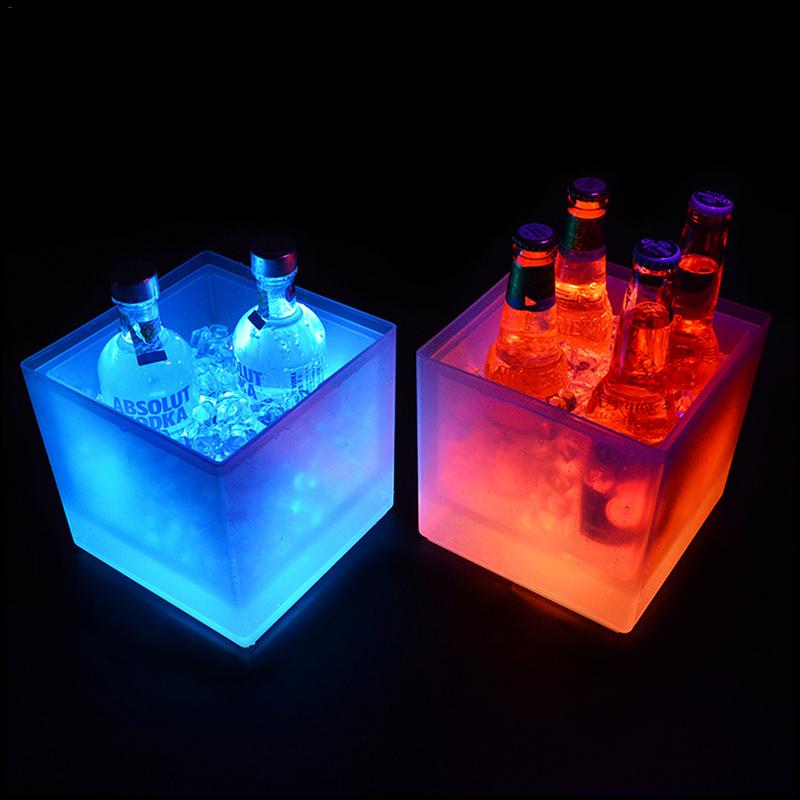 Led balde de gelo champanhe bebidas vinho cerveja refrigerador de gelo para restaurante bares discotecas ktv pub festa 3.5l brilhante
