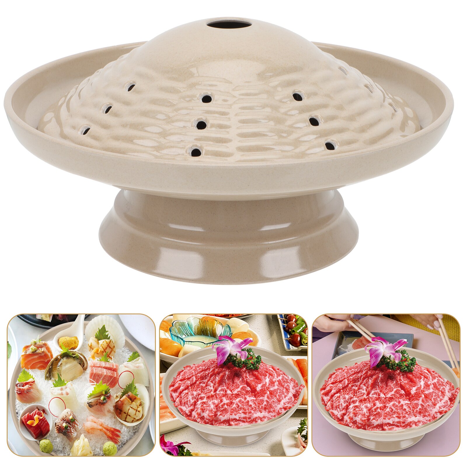 Melamine Hotpot Serving Tray Practical Food Plate Cattle Stomach Plate: Light Yellow