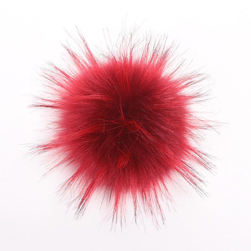 Pompons artificiels 10cm pour chapeau et bonnet d'hiver | Avec bouton en fourrure de raton laveur, Pom Poms en boule pour femmes et enfants, fournitures de bonnets: wine red
