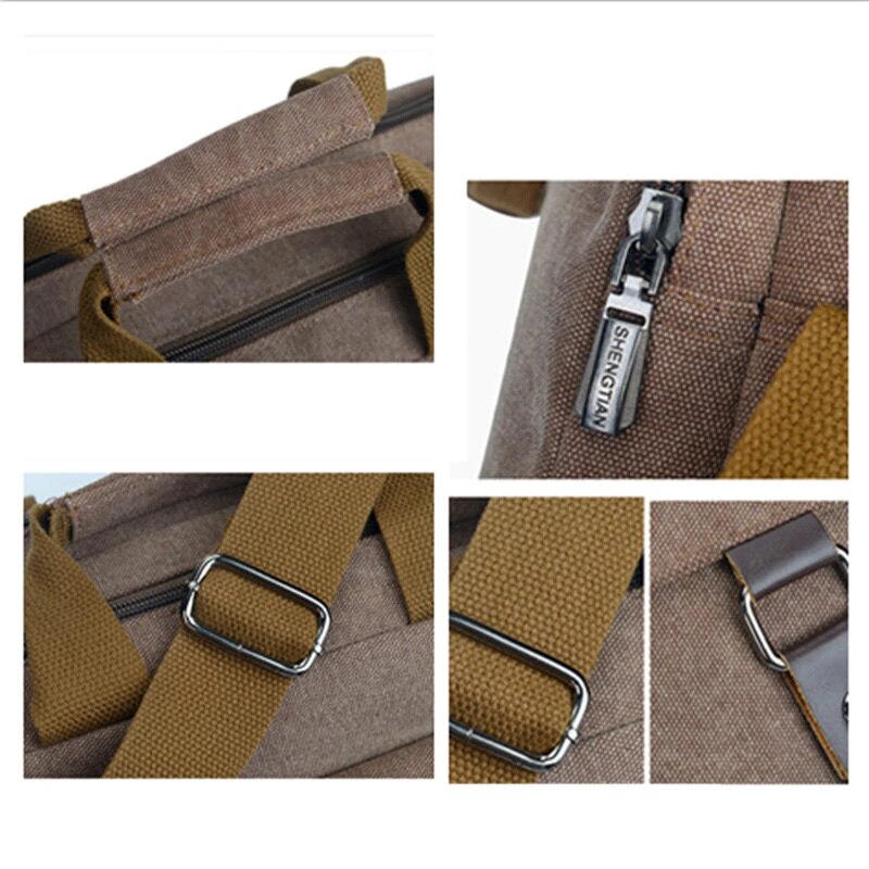 Scione Klassieke Mannen Canvas Aktetas Tas Retro Toevallige Schoudertas Multifunctionele En Grote Capaci Messenger Bag