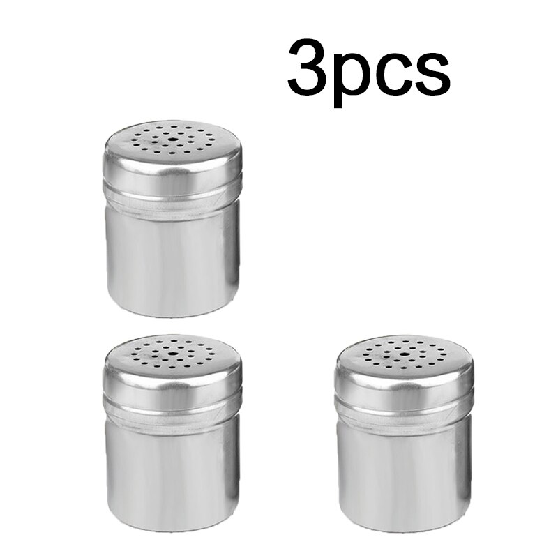 Rustfritt stål kryddergryte kjøkken msg pott husholdning pepper shaker utendørs grill pepper pott metall krydder flaske: 3 stk
