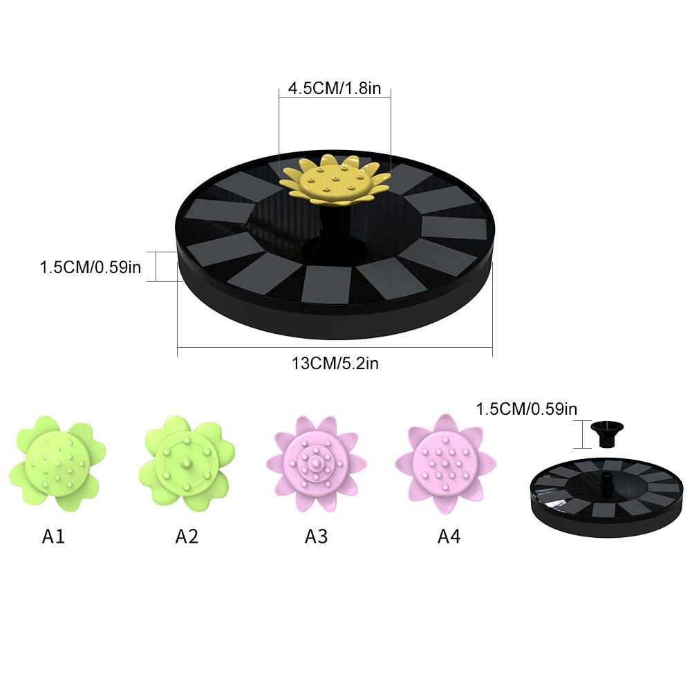 Mini Solar Water Fountain Pool Pond Waterfall Fountain Garden Decoration Bird Bath Solar Powered Flowers Fountain Floating Water