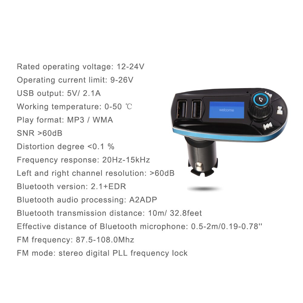 Car Kit Wireless Bluetooth FM Transmitter LCD MP3 Player Handsfree USB Charger LED FM Transmitter Bluetooth Car Accessories