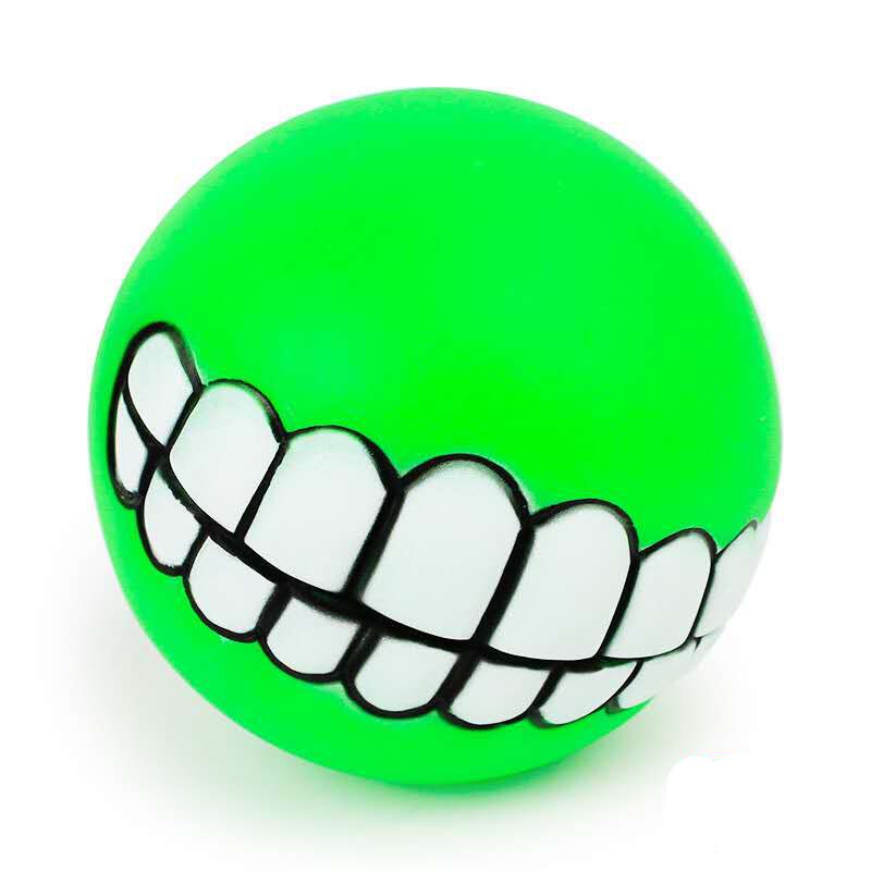 2PCS Funny Pet Dog Ball Teeth Chew Toys Dogs Puppy Toys Squeaking Pet Supplies Cat Play Popular Toys for Small Large Dogs Cats: Green / 2PCS