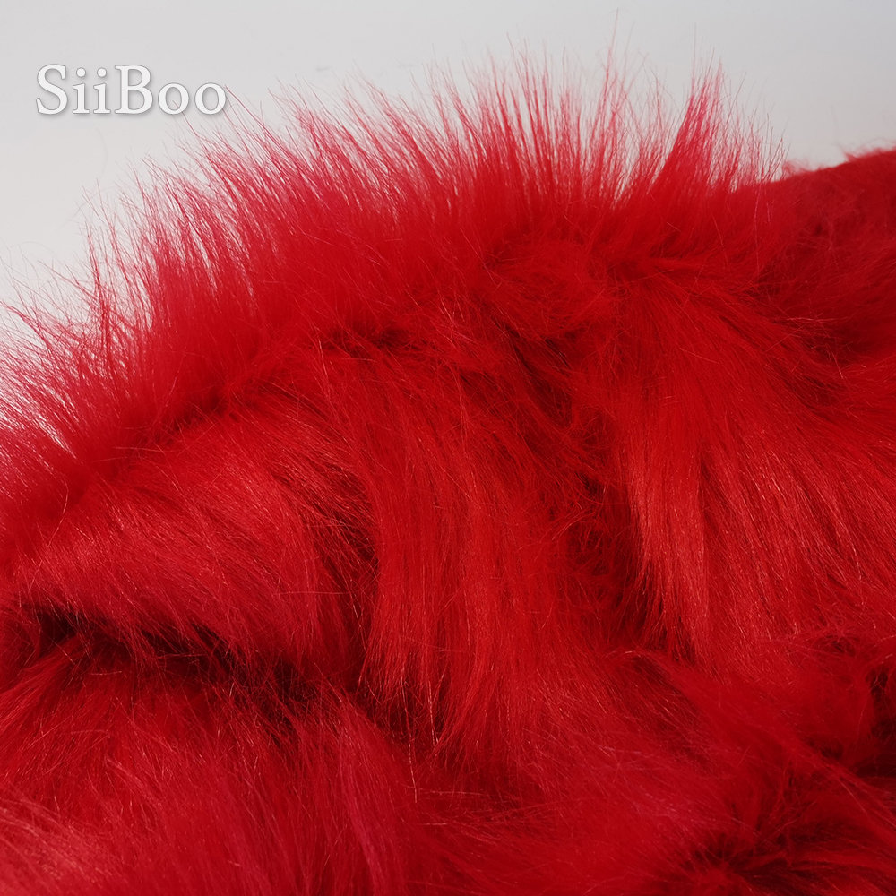 Høj kvalitet 9cm langt hår rødt imiteret pelsstof til vinterfrakke, vest, cosplay sceneindretning 150*50cm 1 stk  sp2574