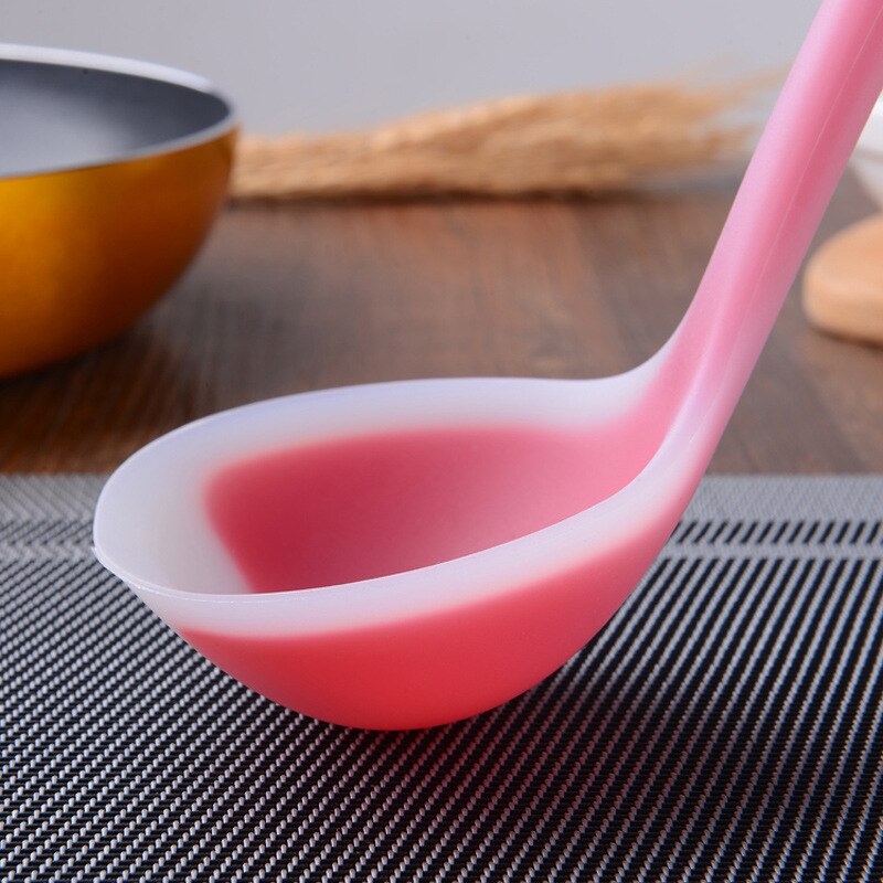 Long Handle Silicone Soup Spoon High-Temperature Anti Handle Non-Stick Large Food Spoons Cooking Utensils Kitchen Tool