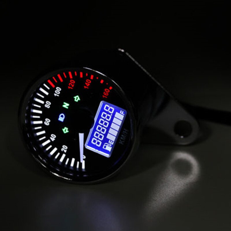 Universal Retro LCD Speedometer Odometer Tachometer Multifunction Fuel Gauge ATV Cruiser Chopper Cafe Racer Old School Bobber