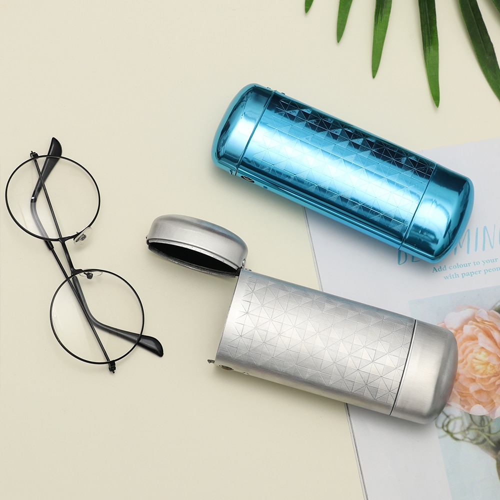 1PC Hard Metal Aluminum Lattice Glasses Case Capsule Flip Top Eyeglasses Box Protector Storage Tools Eyewear Accessories