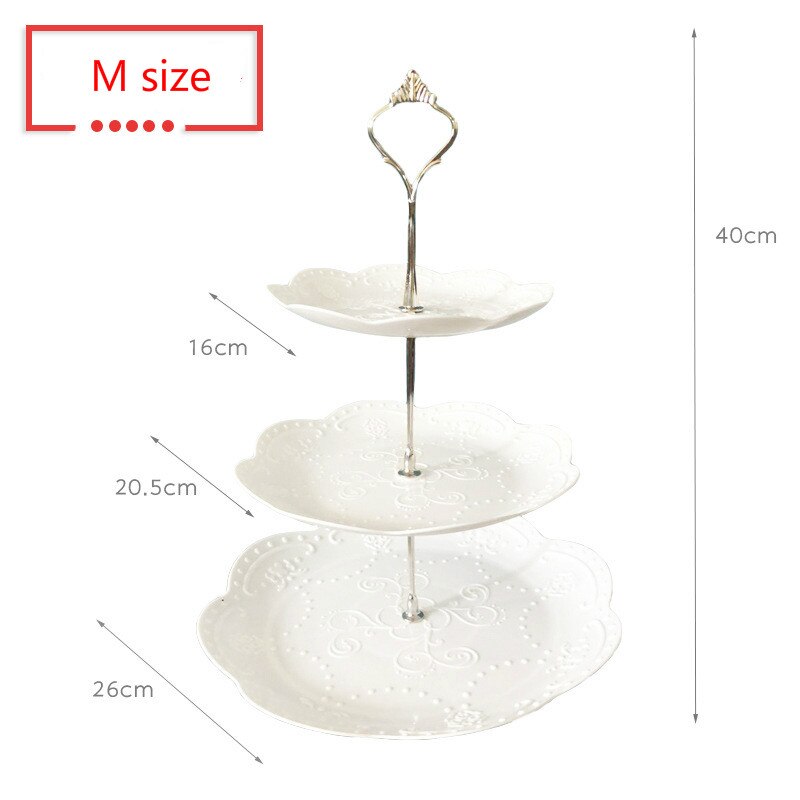 European three-story two-story fruit plate dry tray afternoon tea dessert trays baking table multi-story cake rack cafe tables: M size 3 layers