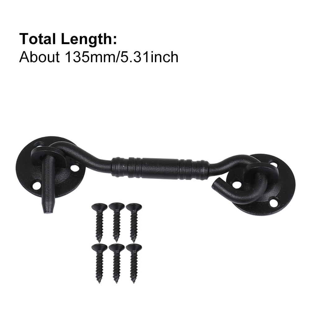 4inch Barn Door Lock Bedroom Stainless Steel Bathroom Hook Eye Latch With 6 Screws Closet Black Rustic For Window Garage Cabin