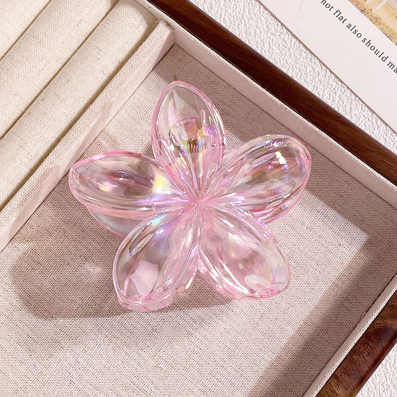 1/6 pièces coloré Transparent fleur 8CM pinces à cheveux pince épingle à cheveux Barrette épais mince cheveux accessoires pour les femmes: Rose