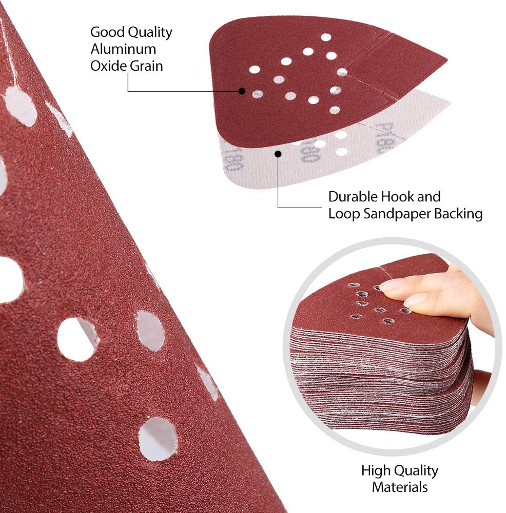 50 st slipdynor för mus slip 60/80/120/150/240 grit krok och ögla sandpapper ark 12 hål detalj palm slipmaskin sand paper