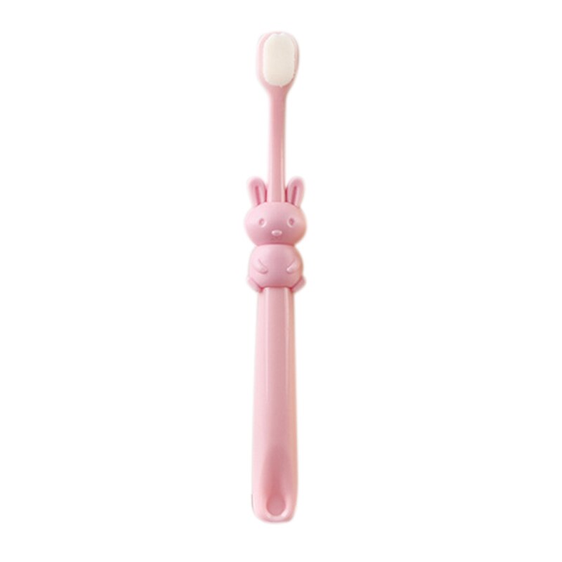 Coelho escova de dentes das crianças dos desenhos animados único pacote 2-10 anos de idade infantil escova de dentes macia do bebê: Pink