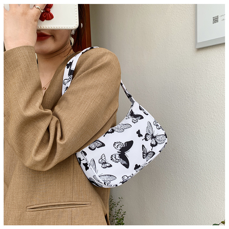 Nylon retro rutig dam leopardmönstrad avslappnad axel underarmsväskor för kvinnor 2022 trend tjejer shopper kvinnlig handväska