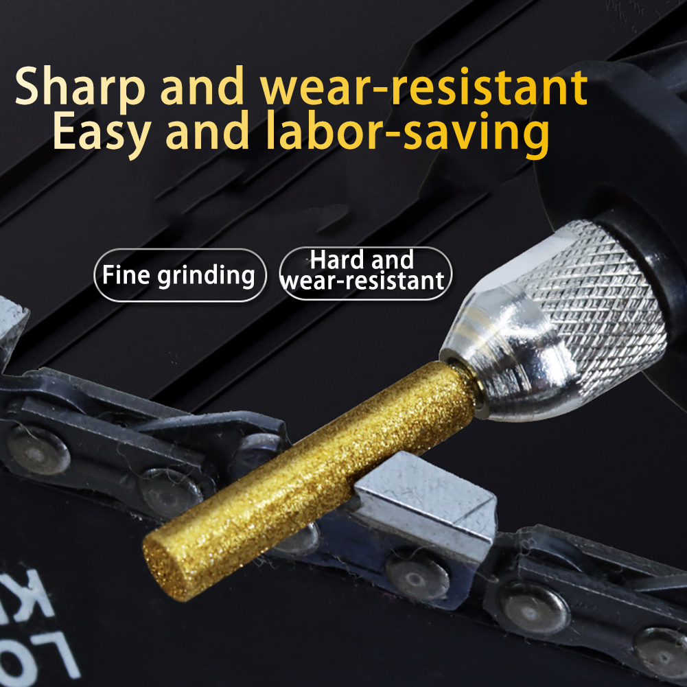 5Pcs Diamond Coated Cylindrical Burr Chainsaw Sharpener Stone File Chainsaw Sharpening Carving Sharpening Grinding Tools