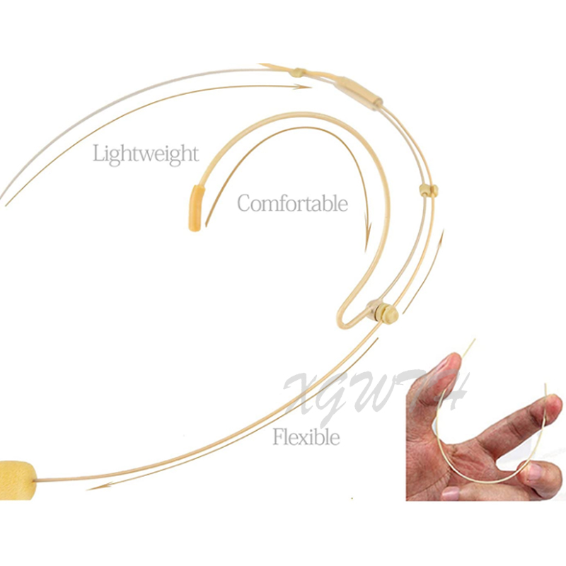 Headset Microphone Omnidirectional Condenser Double Ear Hanging Headworn Mic For Karaoke Wireless System BodyPack Transmitter