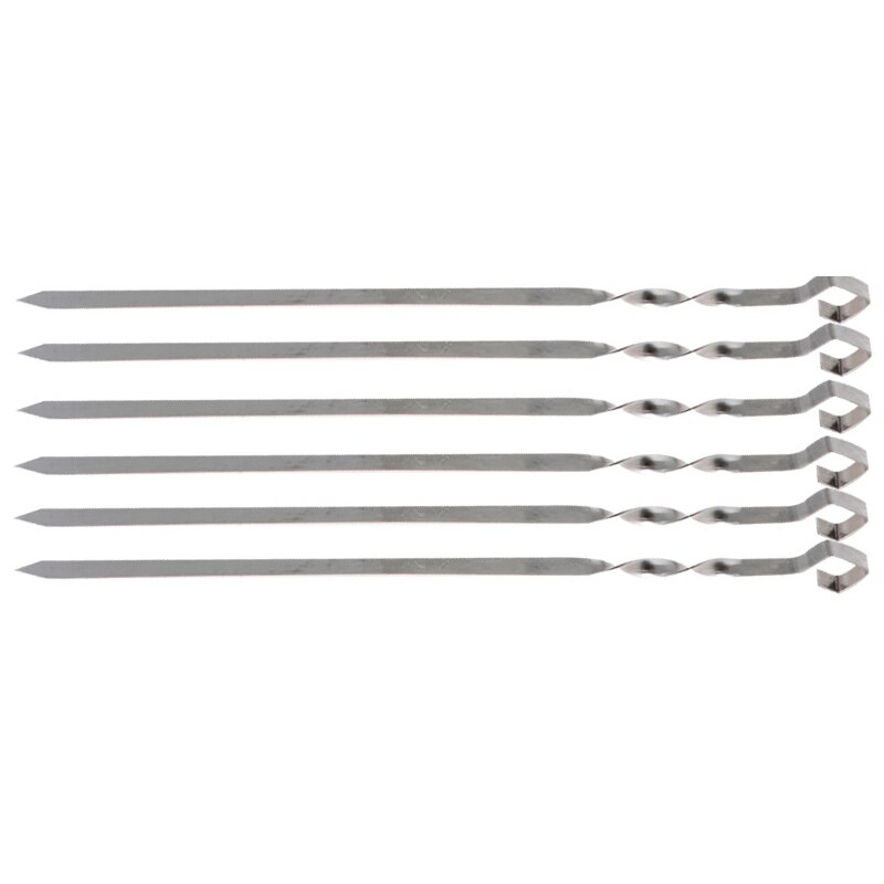 Pincho de barbacoa , tenedor para asar, 6 unids/lote, brocheta de acero inoxidable de 17,7 &#39;&#39;/45cm, pinchos planos para carne al aire libre, largo, espeto inox