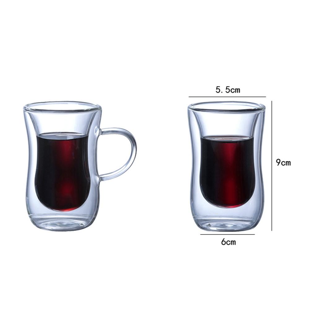 80ml Transparent Glass Cup With Handle Double-layer Glass Coffee Cup European-style Coffee Mug Latte Espresso Iced Tea Cup