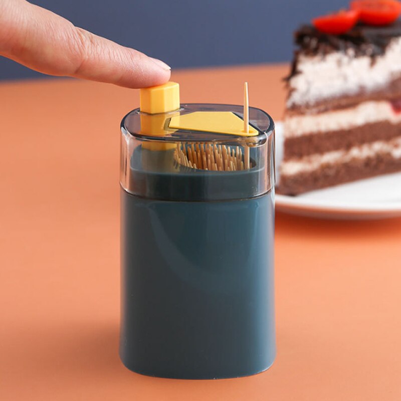 Toothpick Holder Box Press Auto Pop-up Toothpick Container Storage Bottle Jar 200pcs Disposable Bamboo Toothpick Tooth Care