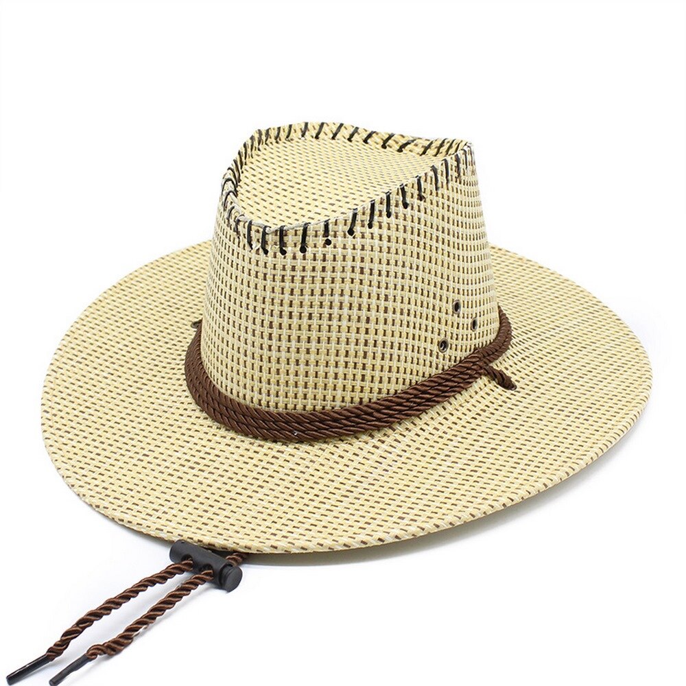 Chapeau de Cowboy pour hommes, casquette d'été, Style décontracté, tissage de paille, visière d'ombre de voyage en plein air 56-58cm, Western 2022, , NZ0041