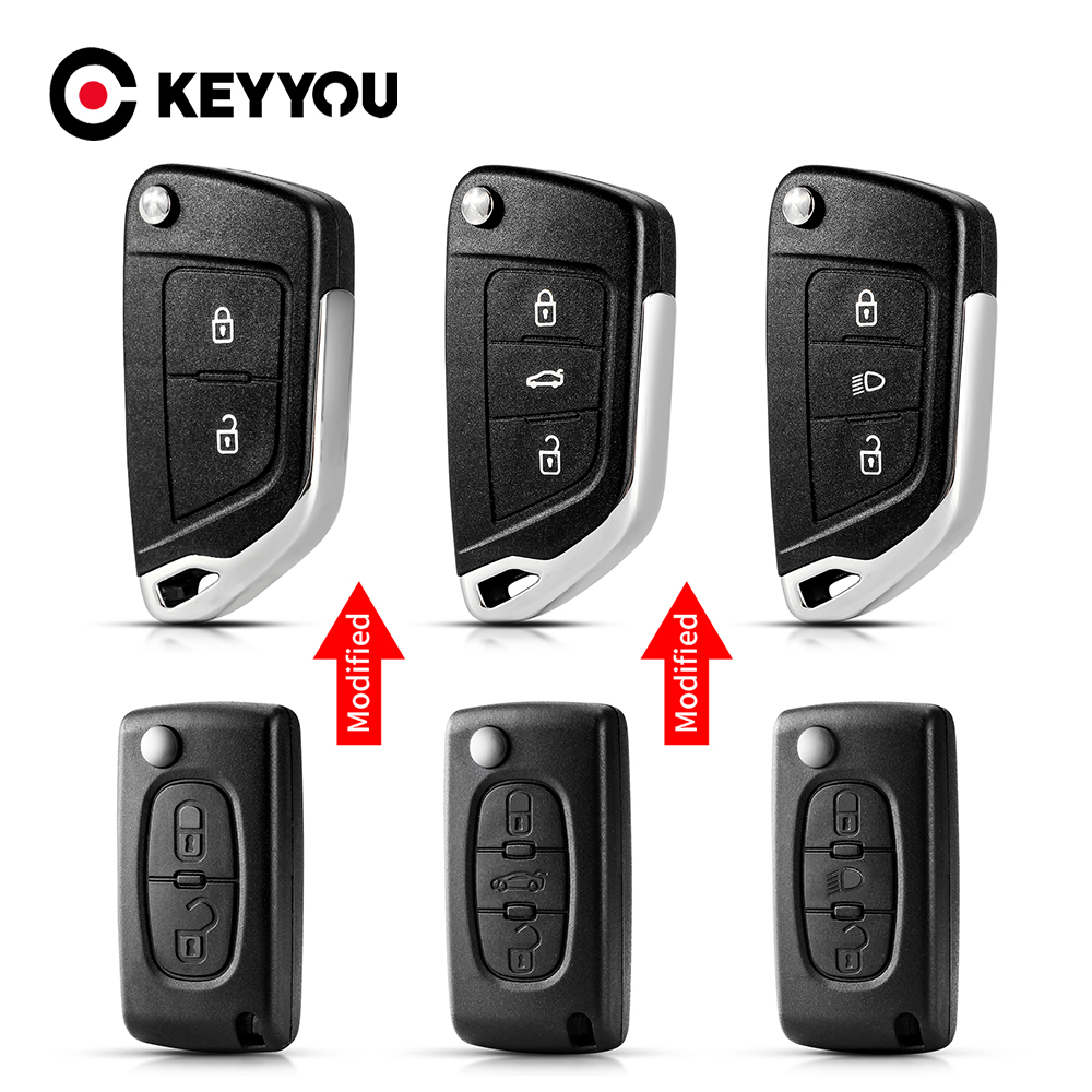 KEYYOU carcasa de llave remota modificada para Peugeot 207 307 308 406 407 607 807 3008 para Citroen C2 C3 C4 C5 C6 Berlingo Picasso