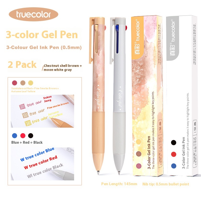Bolígrafo multifuncional 3 en 1, bolígrafo tricolor de secado rápido de 0,5mm, cambio de Color 1s, herramientas completas eficientes para estudio y oficina: Transparente