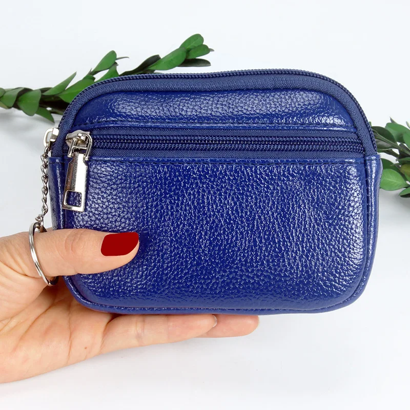 Femmes Mini portefeuille en cuir PU femme sac à main porte-carte porte-monnaie portefeuilles courts petit sac à main fermeture éclair porte-clés pochette portefeuille: Bleu