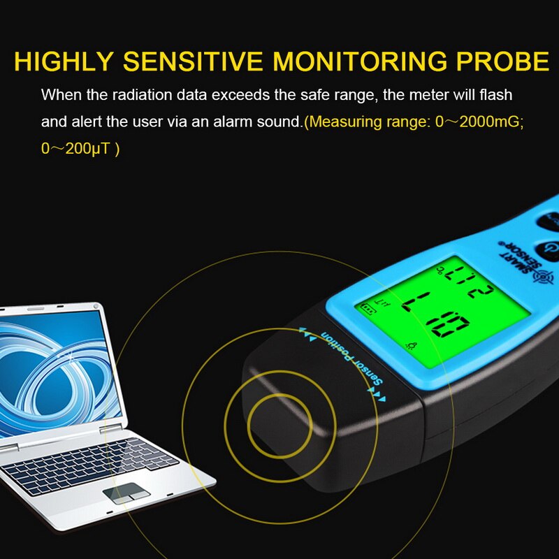 2 In 1 Switchable EMF Meter Handheld Electromagnetic Field Radiation Detector Digital LCD Display EMF Meter