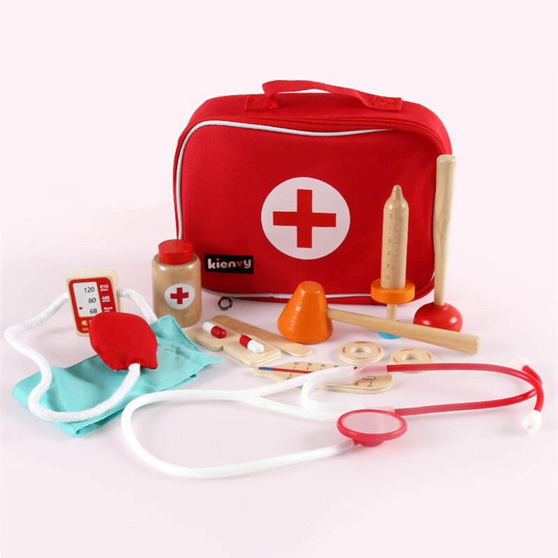 freundlicher Holz Schönheit machen-hoch Arzt Spielzeug Simulation Spielen Haus Spielzeug Kommode Mädchen Prinzessin Kosmetik Tasche vorgeben Spielzeug