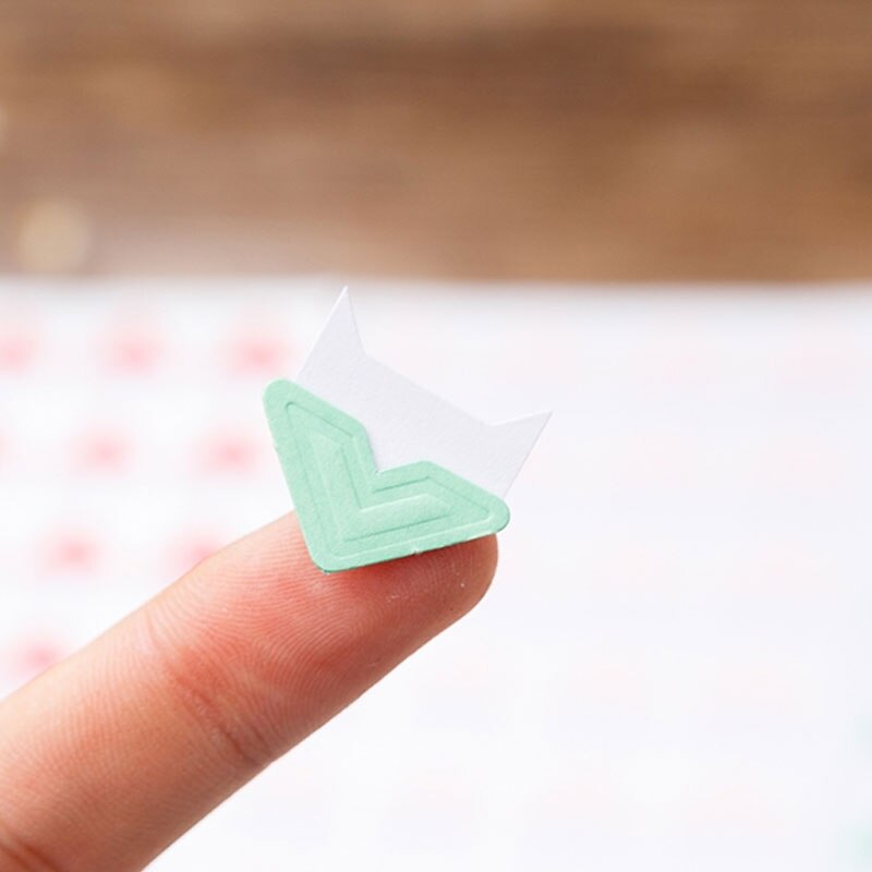 240 Stks/partij (10 Vellen) hoek Kleurrijke Papier Stickers Fotoalbums Frame Decoratie Diy Thuis Foto 'S Handwerk 6 Col