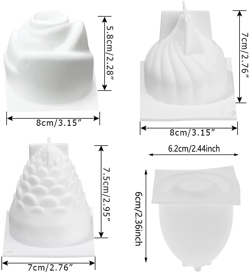 Candle Molds 3D Shape Handmade DIY Chocolate Cake Silicone Dinner Decorative Mould for Candle Making Set