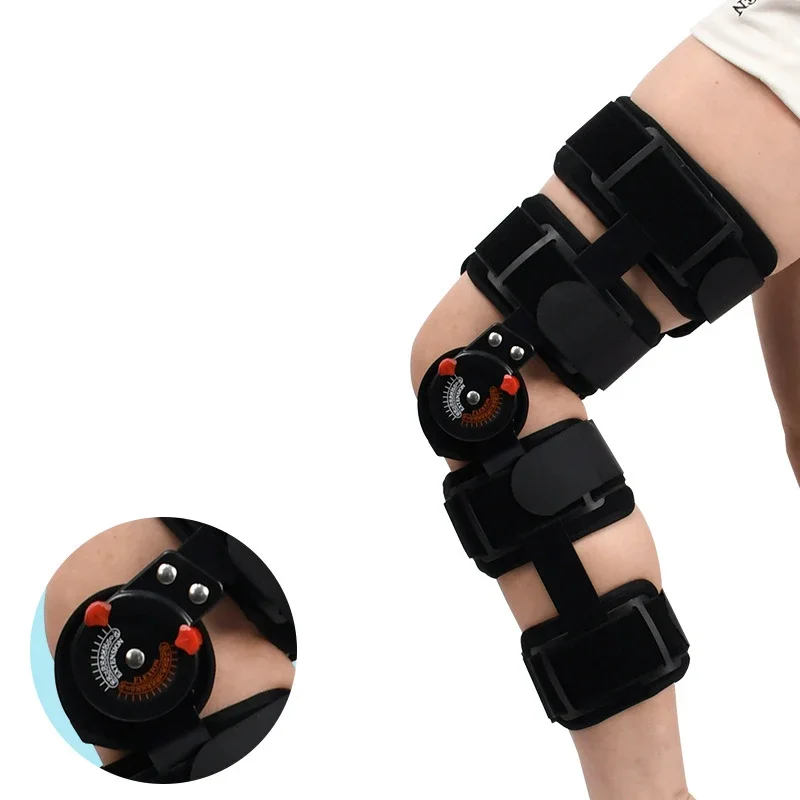 Neues Modell Orthopädischer Stützstabilisator nach der Operation Verstellbare Knieorthese mit Scharnier Kniegelenkfixierung Bahre: Rot