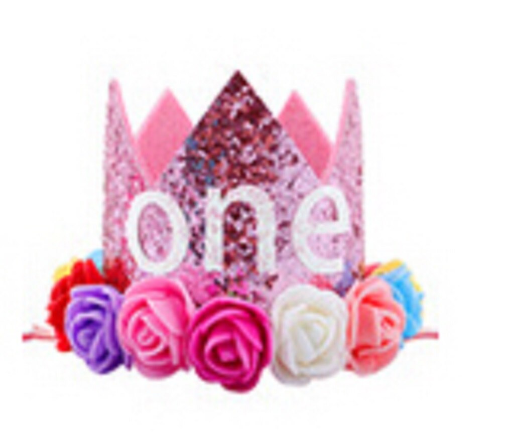 Citgeett barn baby 1st bursdag lue glitter krone blomst hode hårbånd fest hodeplagg floral nydelig en søt: G