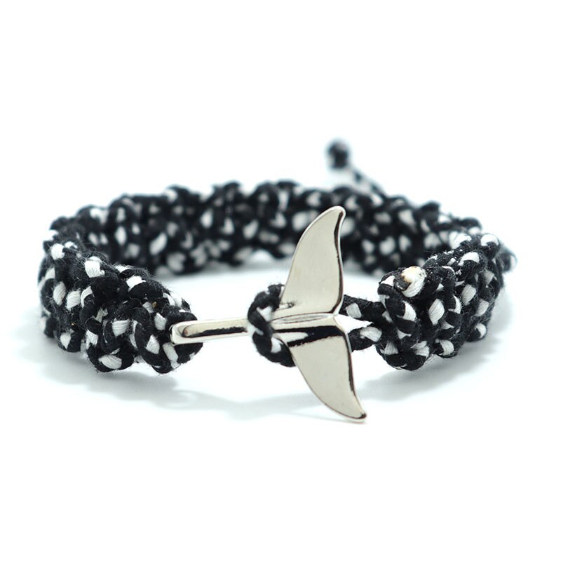 Pulsera trenzada hecha a mano para hombre, Brazalete de hilo 100% algodón, color verde y negro, con cola de gancho fácil, para él, Joias: Silver Black