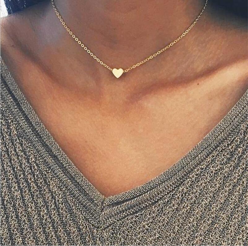 Collier en forme de petit cœur pour femmes, chaîne courte, pendentif en forme de cœur, bohème, ras du cou: heart gold