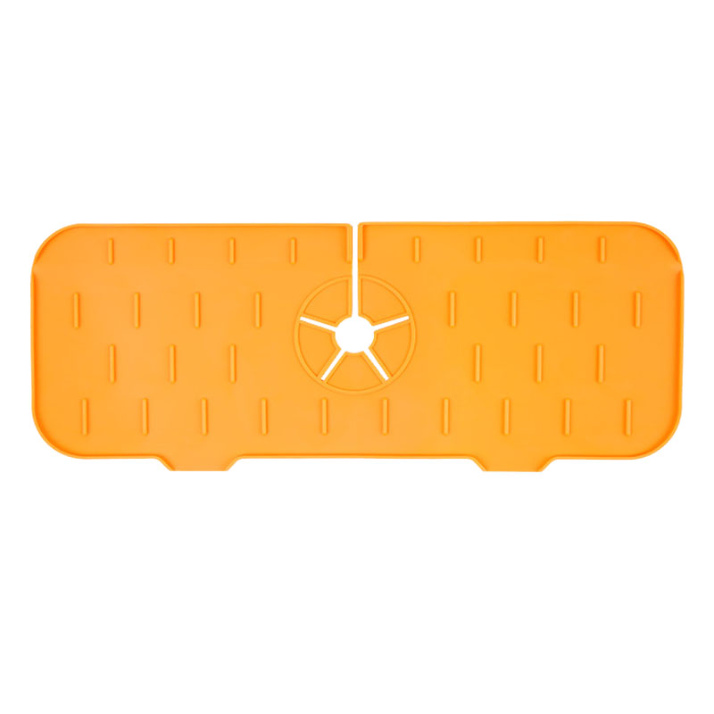 1PC Grey/Orange/Black 37X14CM Kitchen Faucet Absorbent Mat Sink Splash Guard Silicone Drainage Drying Pad Countertop Protection: Yellow