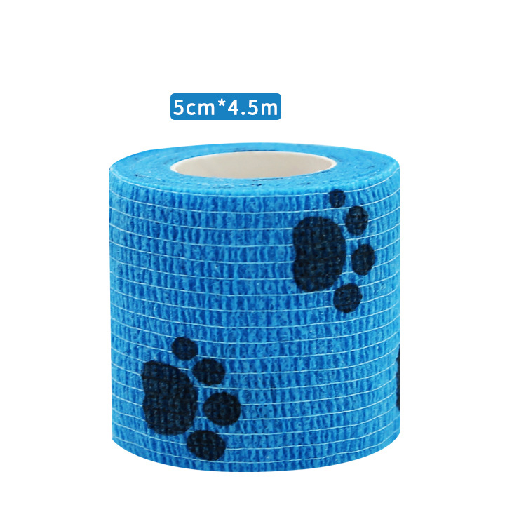 18 Kleuren Kleurrijke Atletische Wrap Tape Zelfklevende Elastische Bandage Hansaplast Sport Protector Knie Vinger Enkel Palm Schouder: Blue footprints